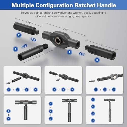 Bomivoi 42 in 1 Magnetic Screwdriver Set, DIY Ratchet Screwdriver Set, Multi Bit Magnetic Drive Set with Detachable Ratchet Handle, Portable Compact Repair Tool Kit for Furniture Computer Bicycle Blue - color: Blue