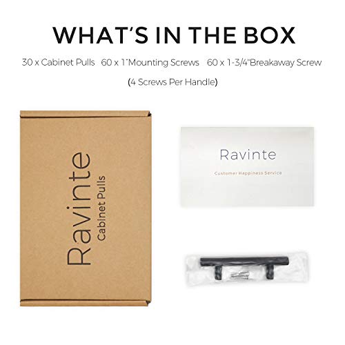 Ravinte Cabinet Handles,5" Length,3" Hole Center,Matte Black,30 Pack - color: Black