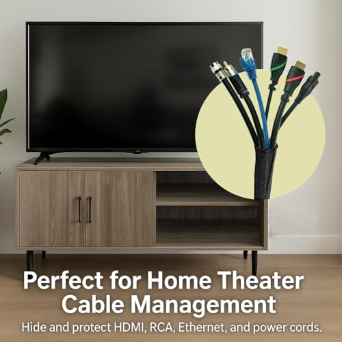 MGI SpeedWare Woven Mesh Split-Sleeve Wire Loom for High-Temperature Automotive Harness and Home Cable Management - 25 feet (1.5") - size: 1.5"