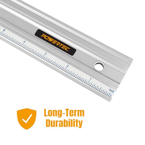 POWERTEC 2PK 18 Inch Machinist Aluminum Straight Edges, for Checking Surface Warp, Marking/Scribing Lines - Used w/Feeler Gauges for Automotive Repairs, Cylinder Head Checks (71213-P2)