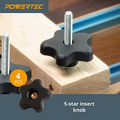 POWERTEC 71174 T Track Knob Kit, 5/16-18 Threaded Bolts and Washers, 46 Piece Set, T Slot Bolts, T Track Accessories for Woodworking Jigs and Fixtures - size: 5/16"-18, style: 46 pcs