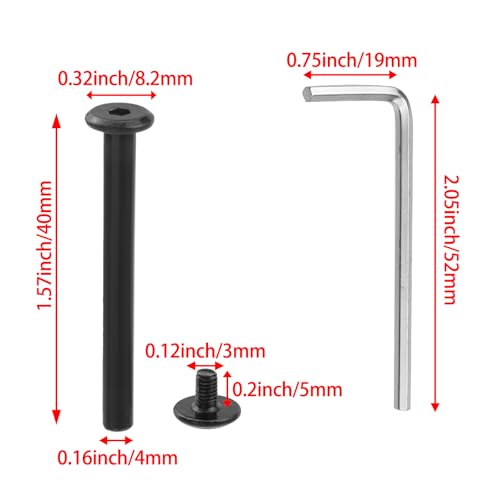 20 Sets M3 x 40mm Binding Post Screws,Hex Drive Rivet Socket,Black - size: M3 x 40mm