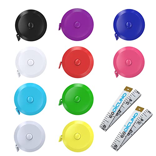 DiCUNO 10-Pack Soft Retractable Measuring Tape, 60-Inch 1.5 Meter, 10Colors - color: 10 Colors