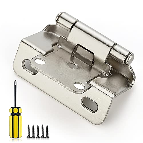 Ravinte Satin Nickel Kitchen Cabinet Hinges, Semi Wrap 1/2" Overlay,10 Pack - size: Semi Wrap 1/2" Overlay