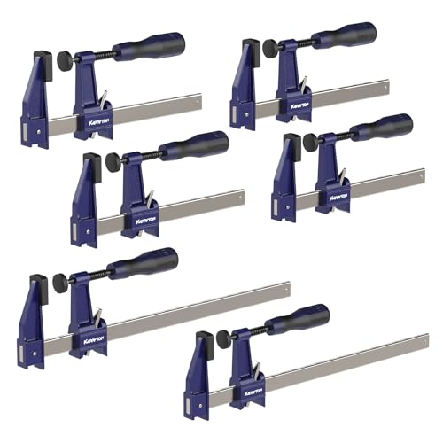6PCS Steel Bar Clamps Set, 4-Pack 6-Inch & 2-Pack 12-Inch Quick-Adjust F-Clamps with 2-1/2" Throat Depth, 600LBS Load Wood Clamps for Woodworking, Metalworking, and DIY Projects - size: 6-IN & 12-IN