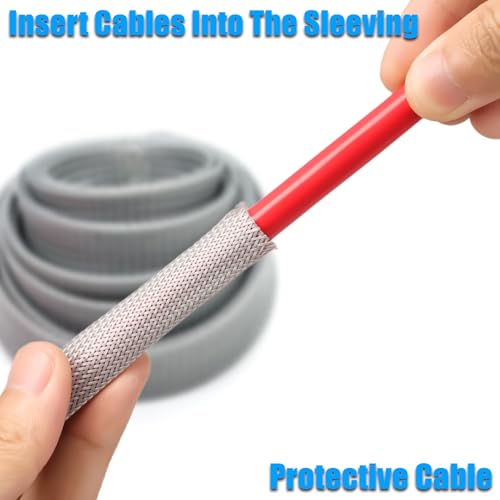 25ft PET Expandable Braided Cable Sleeve 1/4inch(6mm) Pet Braided Cable Sleeve for Audio Video Device Wire Automotive Wire (Grey) - color: Grey, size: 6mm"(1/4 inch)