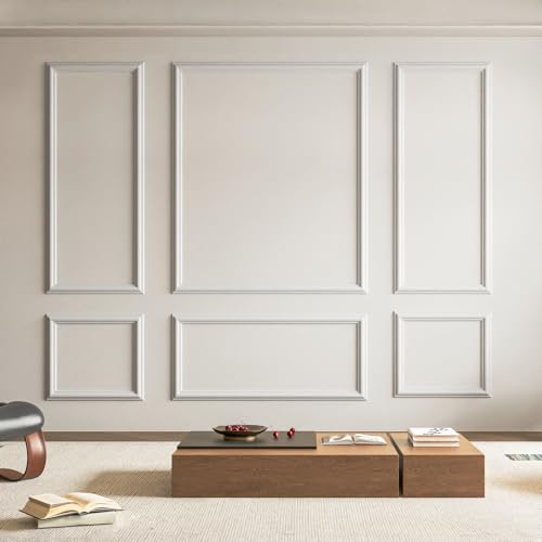 Art3d Pre-Cut Wall Molding Set, Ready-to-Assemble Panels, 3 Top 3 Bottom - color: White: Style 1