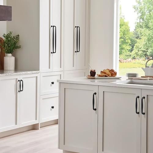 SAILING 5 Pack Cabinet Handles-8.81"/224mm Screw Spacing Matte Black Furniture Hardware Handles for Kitchen Cabinets Bedroom Dresser Wardrobe Cabinet Pulls - color: Matte Blcak, size: 8.81"(224mm)Hole Center-5Pcs