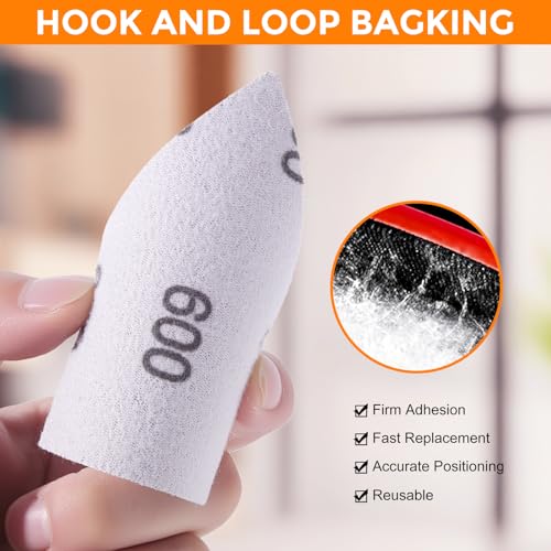 POLIWELL Ceramic Alumina 50-Piece Pack 90mm x 65mm 600 Grit Triangle Sanding Sheets with Hook & Loop Fastening Replacement for Milwaukee M12 Orbital Detail Sander Accessories - size: 600 Grit