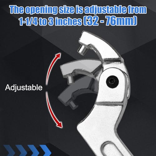 Adjustable C Spanner Hook Wrench Tool with Round Head, 1 1/4-3 Inch (32-76mm) Capacity, Pin Spanner Nut Wrench Tool for Machine Tools, Vehicles, Mechanical Equipments, Chrome-Vanadium Steel - size: 1 1/4-3"(32-76mm)