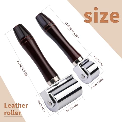 Mnuizu 26 mm+ 60mm Leather Press Edge Roller, Brayer Rollers for Crafting - color: Black, size: 26mm+60mm
