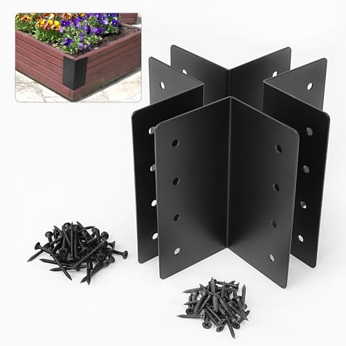 4 Pack Raised Garden Bed Corner Brackets, 3"x 3" x 6" Metal Corner Brackets for 9"-12" Garden Bed with Screws for Wood Frame, Flower or Vegetable Planter Garden - style: Matte black -4pack