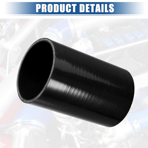 uxcell 3.5" ID 6" Length 4-Ply Reinforced High Temp Straight Coupler Silicone Reducer Hose Black for Car Intercooler Intake Piping - size: 3.5" ID