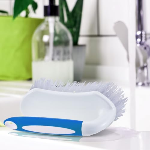 Lallisa 12 Pcs Scrub Brush Bulk for Cleaning with Handle, Blue - color: Blue