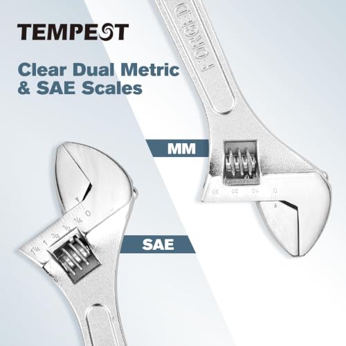 Tempest 10 Inch Adjustable Wrench, High-Torque Carbon Steel Wrench with Metric Scale,for Plumbing, Automotive Repair and Home DIY - size: 10 Inch
