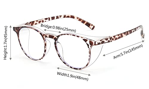 2 Pairs Anti Fog Safety Goggles Protective Glasses Blue Light Blocking Eyeglasses for Men Women - color: Round Tortoise+transparent