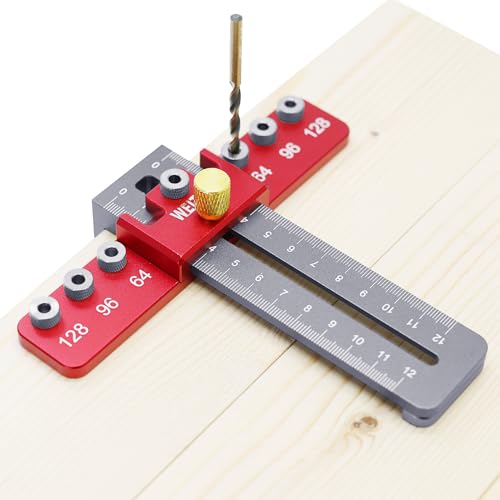 Cabinet Hardware Jig for Handles and Knobs, Aluminum Alloy Drill Guide Sleeve Drawer Pull Wood Adjustable Drill Template Guide Tool Set Punch Locator for Installing Handles