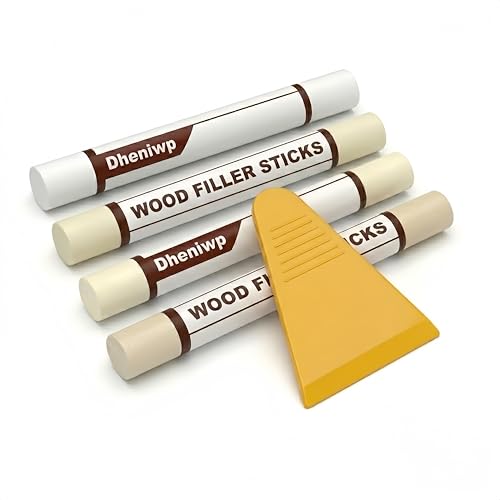 4-Color White Wood Repair Wax Sticks: Pure/Milk/Ivory/Warm White - Fix Furniture Scratches, Baseboard Nail Holes, Cabinets, Trim & Doors | Wood Filler Putty Kit