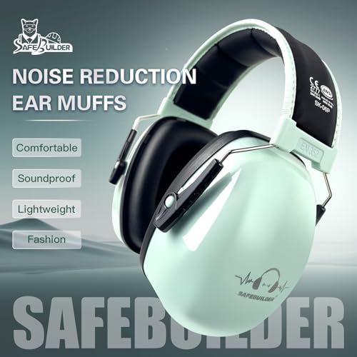 SAFEBUILDER Ear Protection Ear muffs Noise Reduction NRR 28dB Adjustable Hearing Protection for Working Mowing SK-06P - color: 01-g Mint Green