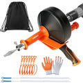 Drain Auger 25Ft, Drain Snake Auger Kit With Drill Adapter, Plumbing Snake Drain Hair Clog Removal Tool Set for Kitchen Bathroom Shower, Storage Bag and Gloves