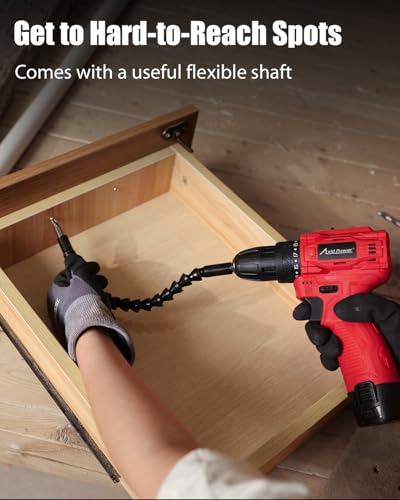 AVID POWER 12V Brushless Cordless Power Drill Driver Set 28Nm 2.0Ah Battery - color: Red