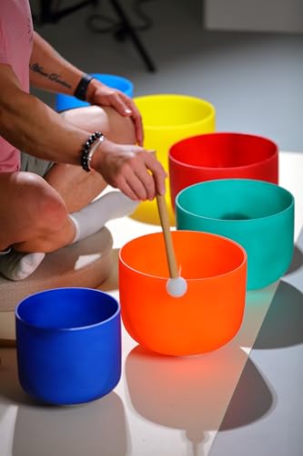 TOPFUND 12 inch Crystal Singing Bowl Silicone Rubber Mallet (Silicone Ball + Long Solid Beech Handle)