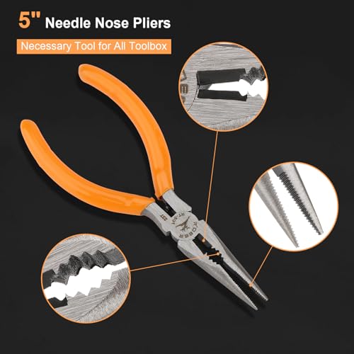 Rongon 5in Small Needle Nose Pliers,Long Nose Plier, Jewelry Plier Tool - size: 5Pcs