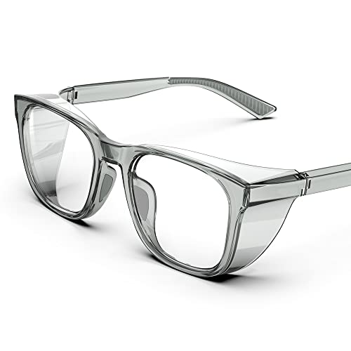 TOREGE Safety Glasses For Men,Clear Anti-Fog Anti-Blue Light Safety Goggles Scratch Resistant For Women Nurse - color: Grey