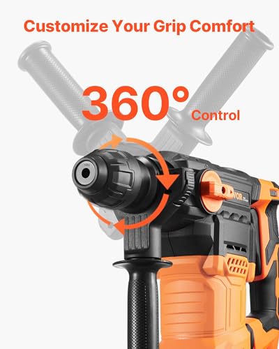 VEVOR 1-1/4 Inch SDS-Plus Rotary Hammer Drill, 13 Amp Corded Drills, Heavy Duty Chipping Hammers w/Vibration Control & Safety Clutch, Electric Demolition Hammers Variable Speed, Power Tool For Concret - size: 1-1/4 in
