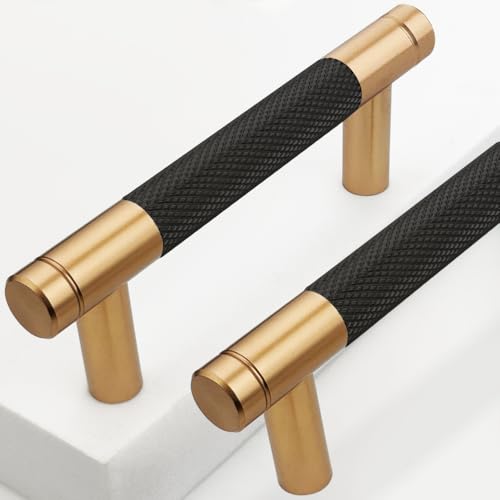 12 Pack 3 Inch 76 mm Bronze and Black Knurled Cabinet Handles Cabinet Pulls Aluminum Handles Pulls Oxidation Finish with Diamond Pattern pulls - color: Bronze and Black, size: 3 Inch