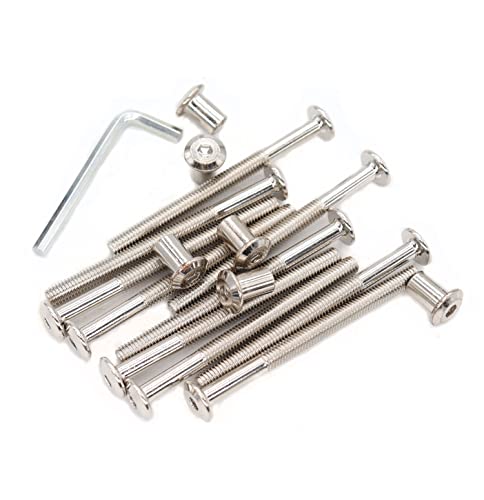 10-Pack M6x70mm Rivet Countersunk Hex Socket Cap Bolts and Hex Head Barrel Nuts for Furnitures Cribs Chairs, Nickel Plated - size: M6x70mm 10-Pack