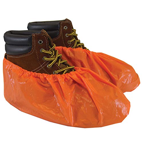 ShuBee Waterproof Shoe & Boot Covers Slip-Resistant Disposable for Plumbing Construction Floor Protection - 40 Pair - color: Orange