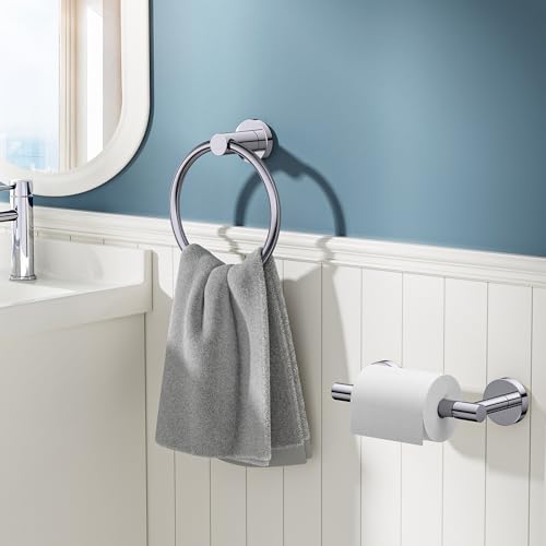 FORIOUS Toilet Paper Holder and Towel Ring Set, Bathroom Accessories Set - color: Chrome