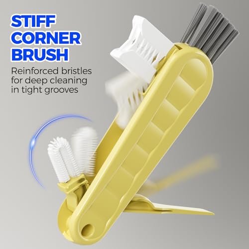 Holikme 6 Pack 4 in 1 Cup Lid Cleaning Brush 3 Straws Bottle Brush,Yellow - color: Yellow