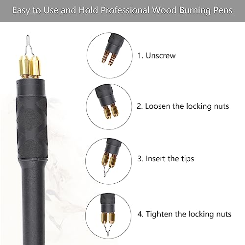 Professional Wood Burning Kit with One Pyrography Pen Single Wood Burner with 20 Wood Burning Tips with Case and 5PCS Stencils
