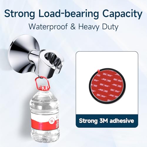 BRIGHT SHOWERS Strong Adhesive Shower Head Holder with Dual Angle Adjustable, Wall Mounted Handheld Shower Bracket, Easy Installation, Screw Mounting Options, Chrome - color: Chrome, style: Adhesive & Screw - 2 Angles
