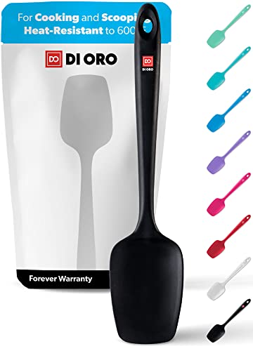 DI ORO Silicone Spoonula - Spoon Spatula, 600F Heat Resistant, Black - color: Black