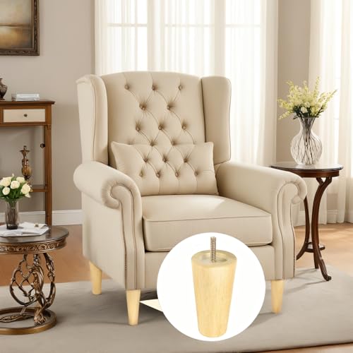 Generic 3 Inch Wood Furniture Legs, Wooden Couch Sofa Leg Feet Set of 4, Mid-Century Modern Round Solid Wood Replacement Legs for Couch, Chair, Sofa, Dresser, Bed, Cabinet, Ottoman - size: 3inch