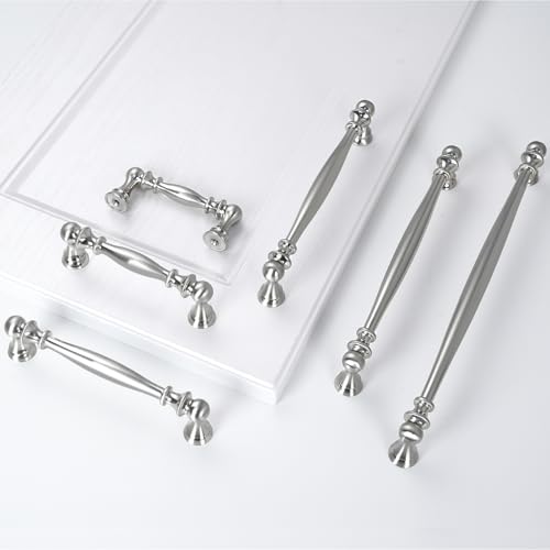 10 Pack 5 Inch(128mm) Kitchen Cabinet Handles Brushed Satin Nickel Cabinet Pulls Zinc Alloy Drawer Pulls Solid Kitchen Hardware - color: Brushed Satin Nickel, size: 5'' Hole Center(128mm)