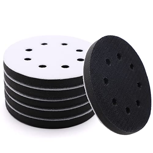 6 Pack 5 Inch 8 Hole Interface Pads - Foam Sanding Pads for Orbital Sander - size: 5 inch 8 Hole - 6 Pack