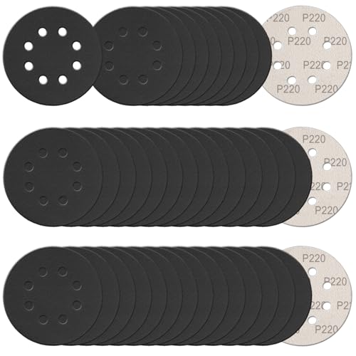 100Pcs 5 Inch Sanding Discs Hook & Loop 8-Hole Wet Dry Sandpaper 220 Grit - style: 100Pcs 220 Grit