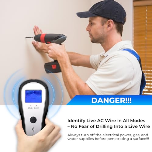 Stud Finder Wall Scanner, Electronic Stud Sensor Detector with LCD Display & Deep Scan, Beam Finders for Center & Edge of Wood, Metal,Live AC Wire,Metal Studs,Joist,Metal Pipe,Drywall Framing