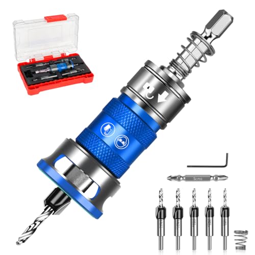 Upgrade 10PCS Countersink Drill Bit Set with Adjustable Depth Stopper - color: Blue, size: Extended - Quick Adjustment