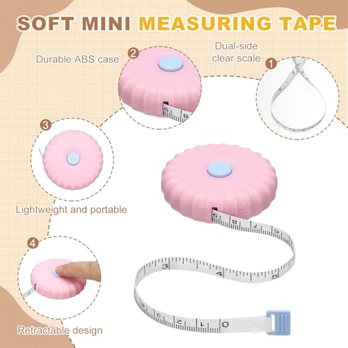 HARFINGTON 2Pcs Soft Tape Measure 79" Double Scale Retractable Mini Cartoon Measuring Tape Cute Tape Measurer for Sewing Craft Cloth Fabric Tailor Weight Loss Body Measurements, Pink - color: Pink