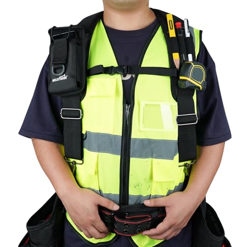 MELOTOUGH Tool Belt Suspenders Work Belt Suspenders for Men Big and Tall Construction Bag Suspenders Padded Work belt for Carpenter/Electrician/Roofing/Farmer work(Y Back)