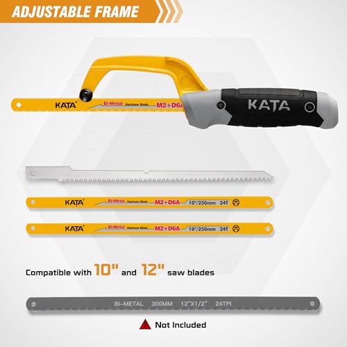 KATA 10 Inch Mini Hacksaw for Metal & Wood Cutting with 4-Piece Blades - size: 3PC Hacksaw
