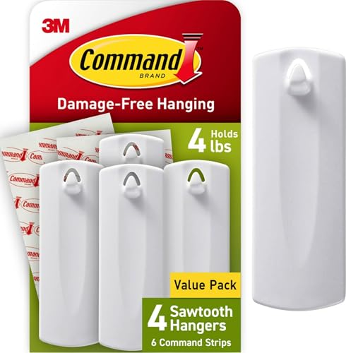 Command 4 lb Sawtooth Hangers, 4 Hangers, 8 Strips - size: 1 Pack