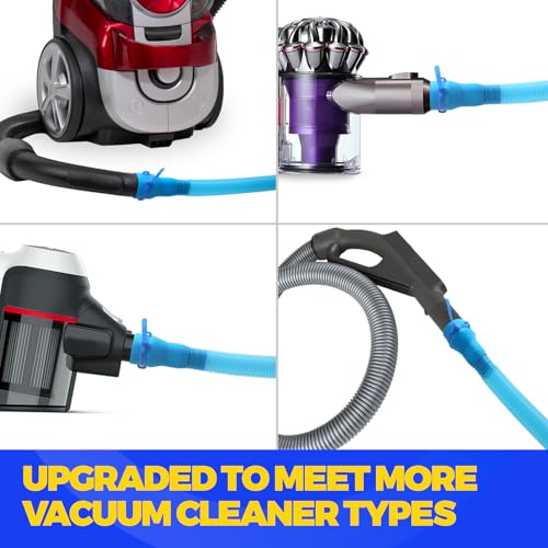 Holikme Dryer Vent Cleaner Kit, Vacuum Hose Attachment, 2-Piece, Blue | Adjustable Cable Tie for Easy Attachment, Flexible Lint Brush Removes Lint from Dryer Lint Screens and Tight Spaces - color: Blue