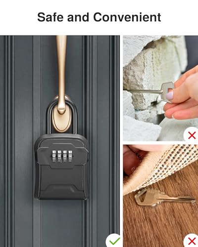 Puroma Key Lock Box for House Keys Combination Lockbox with Code, 1 Black - color: Pure Black