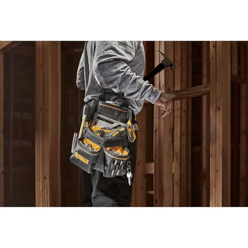 DEWALT Tool Pouch with Belt, 13 Pocket Professional Small Tool Belt Pouch (DWST540201) (Pack of 6) - size: One Size (Pack of 6), style: Nail Pouch